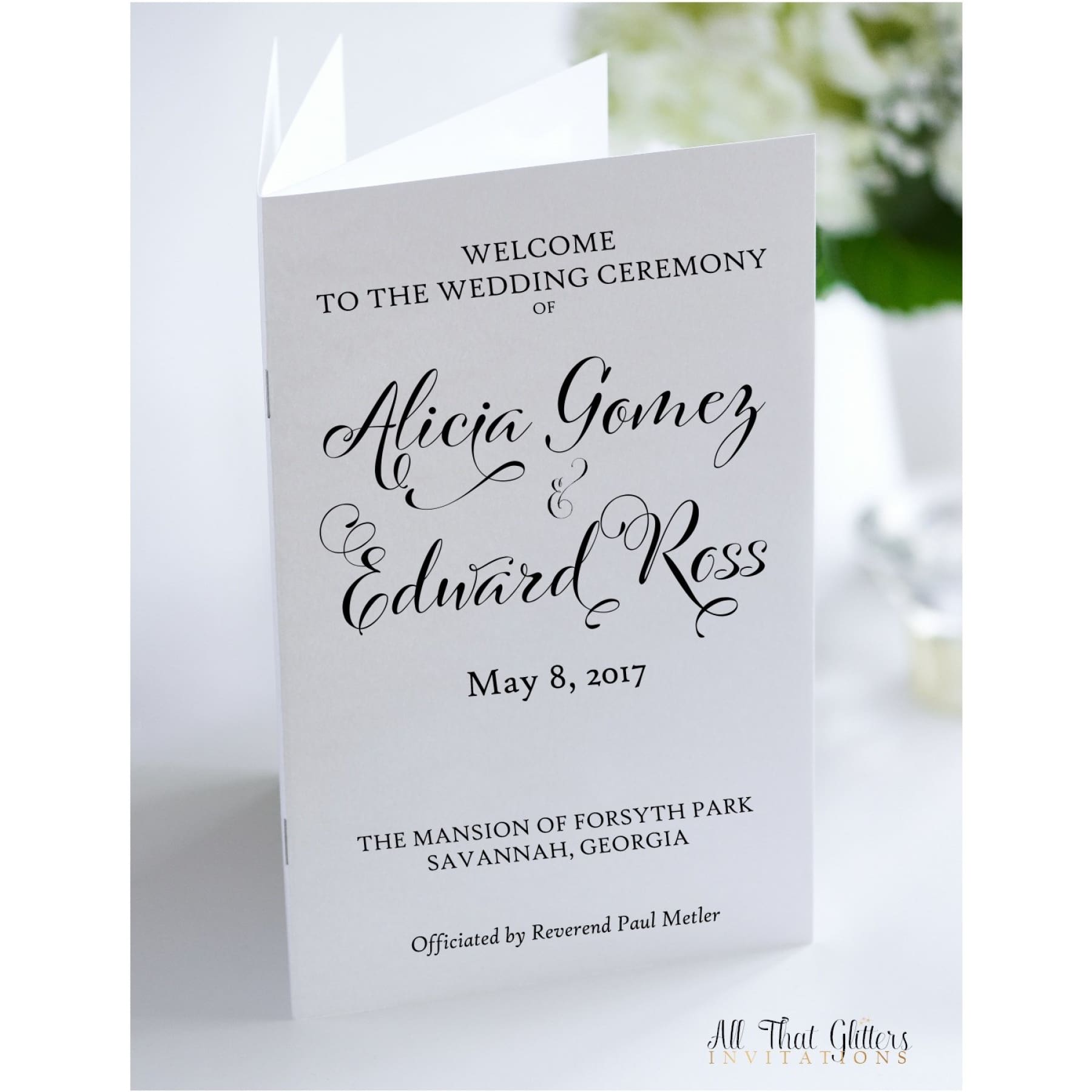 Ceremony Program 8 Page Book - Ceremony Programs – All That Glitters Invitations